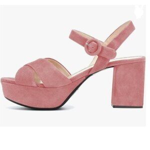 FSJ Pink Peep Toe Chunky High Heels Platform Sandals Ankle Strap Summer Shoes